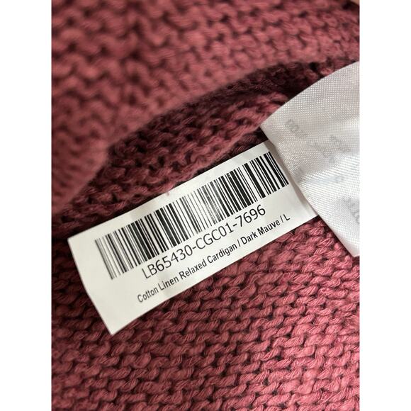Quince Women’s L Cotton Linen Relaxed Cardigan Dark Mauve - Picture 7 of 9